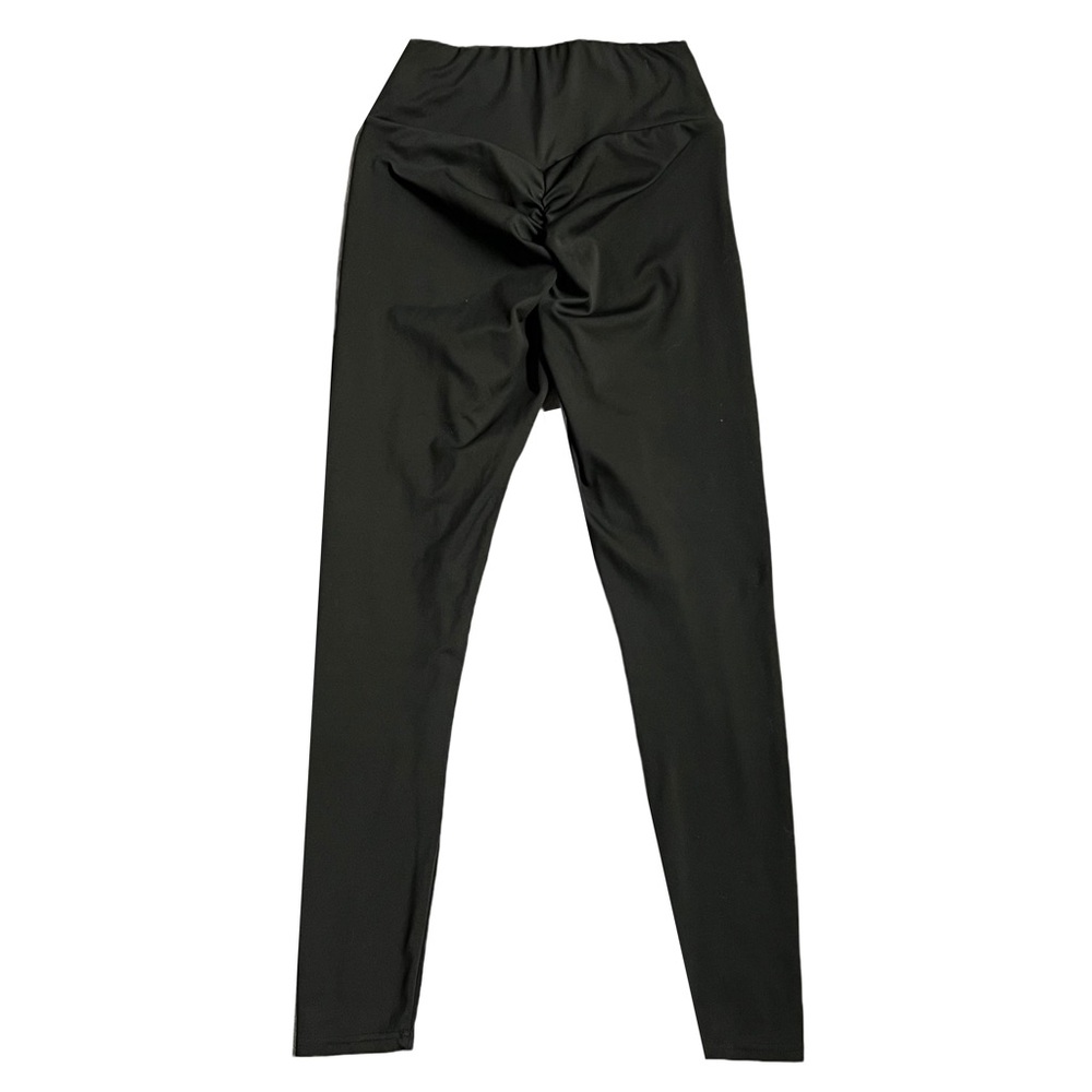BLACK MID RISE FULL LENGTH LEGGINGS‎ WITH RUCHING - Picture 6 of 9
